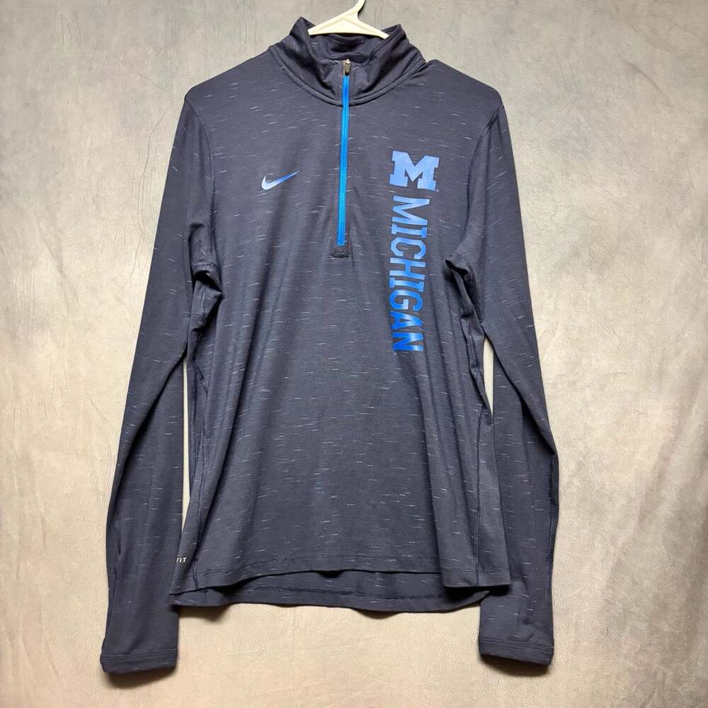 Nike Michigan Wolverines 1/4 Zip Size L Dri-Fit Pullover Mens Sports Fan
